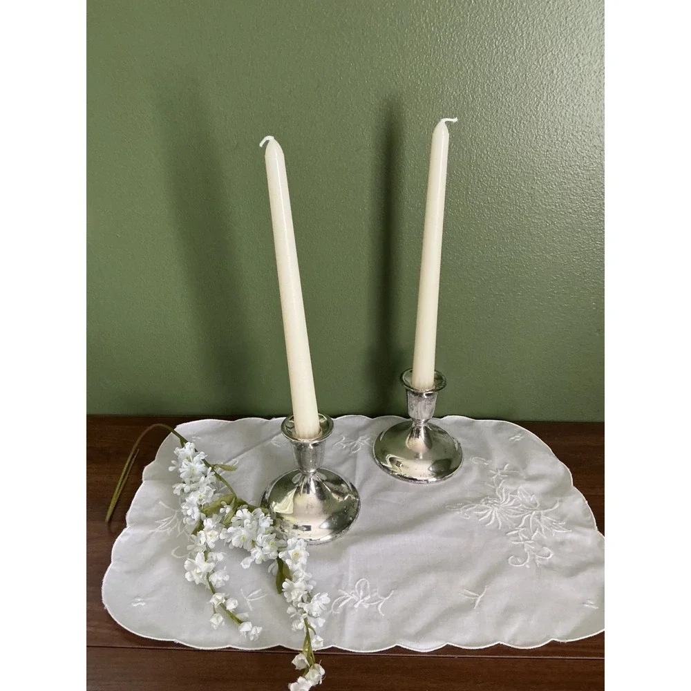 International‎ Silver Co Silver Plated Weighted Candlestick Holders Pair Vintage